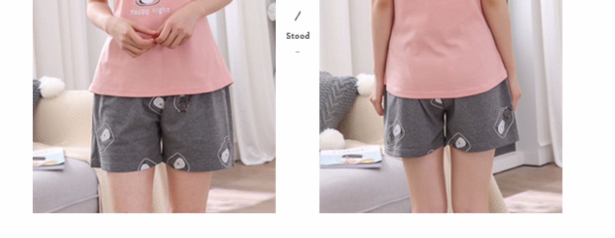 Bộ đồ ngủ ngắn tay nữ mùa hè cotton mỏng phần quần short bé gái có thể mặc bên ngoài cotton kích thước lớn phù hợp với dịch vụ gia đình đồ bộ nam đẹp