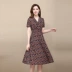 Váy ngắn tay mùa hè 2019 size lớn dành cho nữ giới trẻ trung trên đầu gối váy rộng với váy hoa dài - Cộng với kích thước quần áo Cộng với kích thước quần áo
