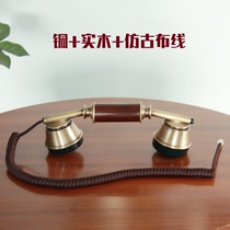 European-style solid wood antique fixed landline pastoral style old-fashioned telephone handset handset microphone curve