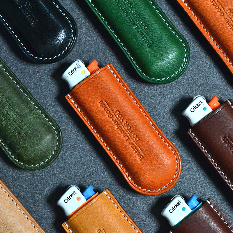 Migu Italian leather grasshopper disposable lighter protective leather cover head layer cowhide personalized handmade gift