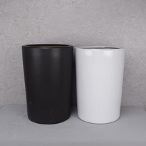 Minimalist high cylinder ceramic white flower pot green robber fortune tree large number clear cabin Home creative personality Balcony Trays