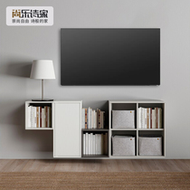 Multifunctional solid wood bookshelf free combination storage cabinet economical rack living room TV bookcase background wall