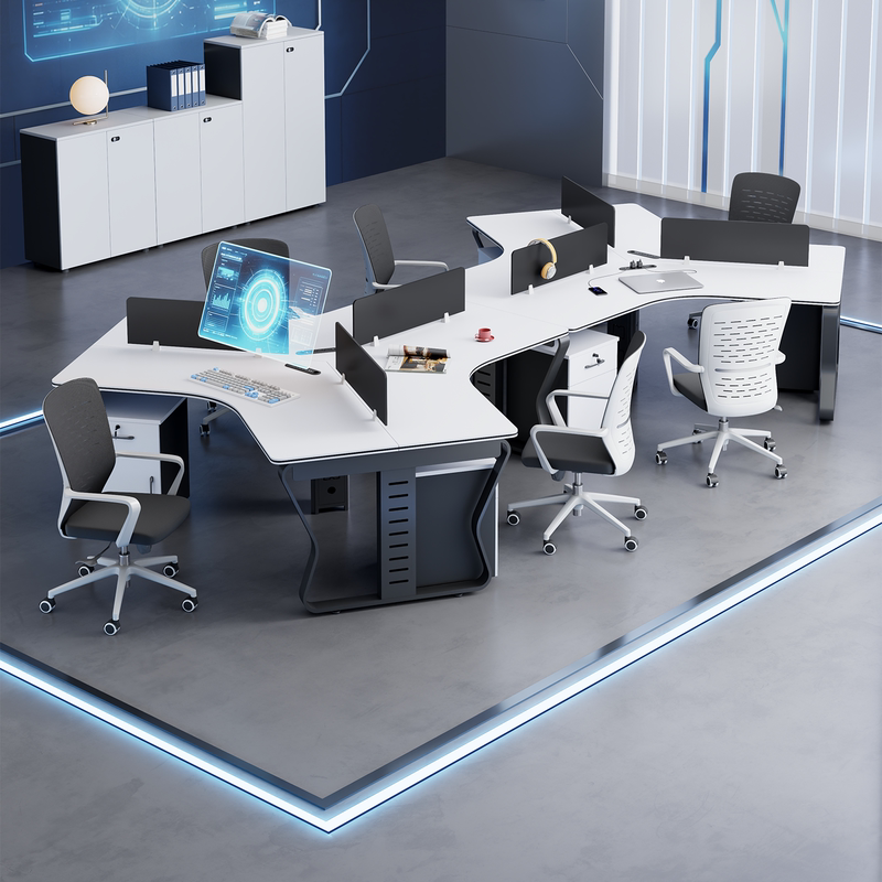 Office Staff Desk 6 People 8 People Computer Booth Creative Staff Desk and Chair Combination Simple and Modern