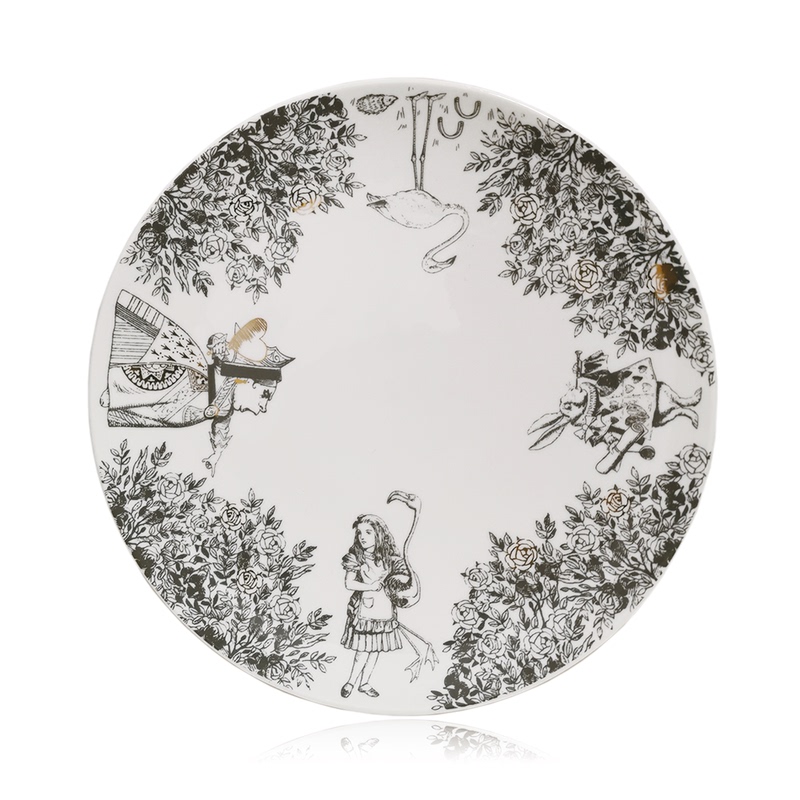 Alice in Wonderland Ceramic Plate Exported to the Uk Hand-Painted Illustration Gold-Trimmed Breakfast Plate Bone China Dessert Plate Alice in Wonderland Ceramic Plate Exported to the Uk Hand-Painted Illustration Gold-Trimmed Breakfast Plate Bone China Dessert Plate