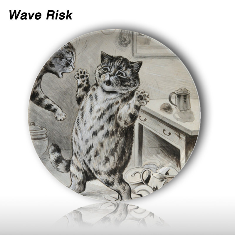Louiswin wall decoration hanging disc Louis Wain art ceramic disc Nordic sitting disc pendulum 8 inches