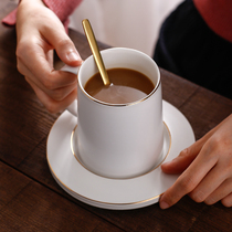  Nordic mug with spoon with base Simple coffee cup set Office cafe water cup creative ceramic cup