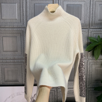 D luxury cashmere method single temperament section semi-high collar stitching sleeve cashmere sweater women 31129