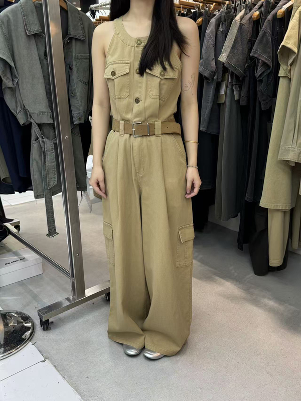 Mos Genuine 2025 Summer New Fashion Casual Retro Denim Jumpsuit Women's Sleeveless Vest Jumpsuit Women