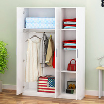 Simple wardrobe Wooden assembly wardrobe Adult plate solid wood cabinet 3-door wardrobe Childrens locker balcony cabinet