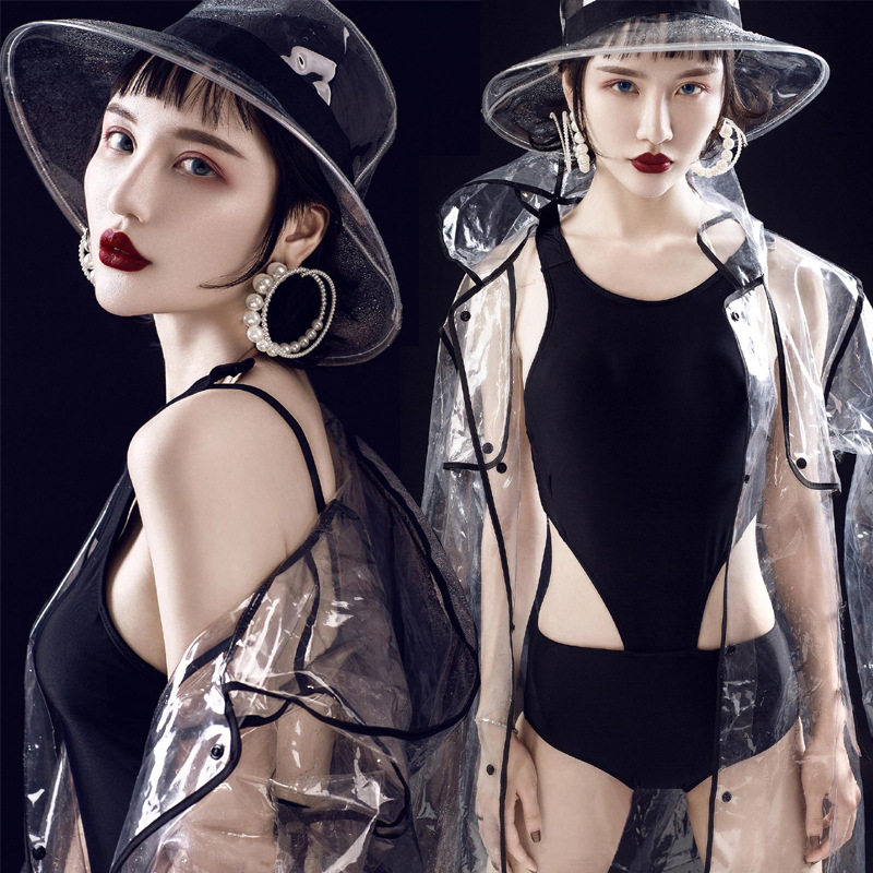 Spot Transparent Long Cloak Jacket PV Transparent GOGO Dance Plays Out The Stage To Write Real Photo Street Pat Suit