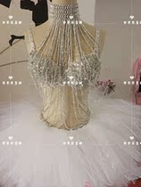 Spot silver sparkling beaded sequins TUTU suit Banquet Dance Team music festival costume stage costume