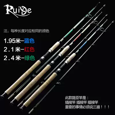 Day special price medium hard adjustment solid Luya rod straight handle 2 4 glass fiber Luya rod 1 95 black fishing rod