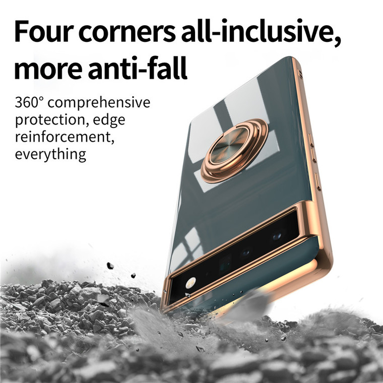 Stylish Chic Electroplated Slim Fit Magnetic Finger Ring Kickstand 7, 7 Pro, 6, 6 Pro Google Pixel Phone Case