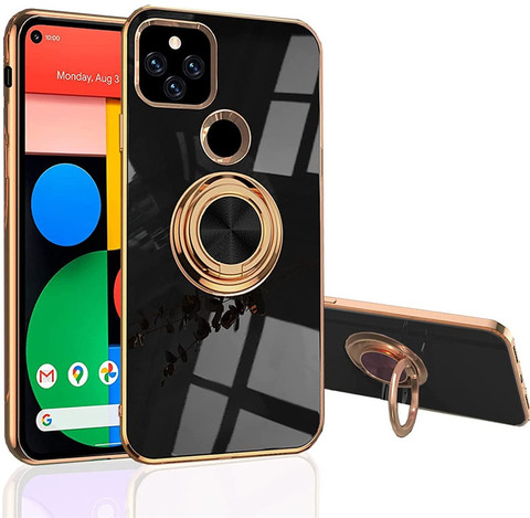 Black — Stylish Chic Electroplated Slim Fit Magnetic Finger Ring Kickstand 7, 7 Pro, 6, 6 Pro Google Pixel Phone Case