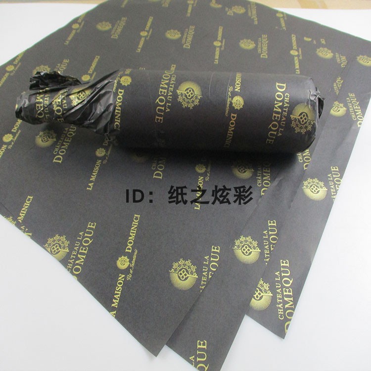 Customized 28g single light white cowhide red wine wrapping paper printing gold logo wine wrapping paper free sample