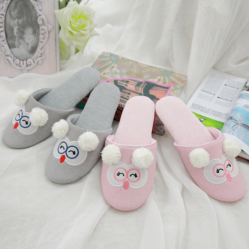 New Home Shoes, Indoor Soft-Soled Cotton Slippers, Women's Owl Comfortable Non-Slip Floor Slippers, Home Slippers