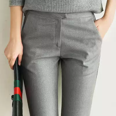 Gray casual pants women's spring season new ol work thin nine-point pants wild slim professional commuter pants women