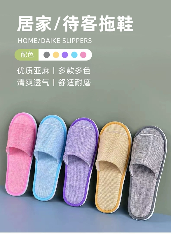 Nửa gói dép dùng một lần bằng vải lanh tùy
         chỉnh [5 đôi] dành cho khách sạn gia đình, khách sạn và B&B hở ngón chống trượt dày đặc biệt dép đi trong nhà khách sạn
