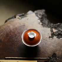 Taicu Lianhuatang Jingdezhen Ceramic Handmade Bowl Coral Red Carved Tea Bowl Gold Penh