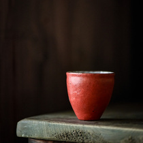 In the early days Lotus Hall Jingdezhen hand-pinched pottery clay cup Coarse pottery master cup Powder lead makeup earth tea cup