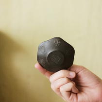 Early Lotus Hall tin cup holder Ancient tin tea holder Pure tin ancient color tea cup holder Tea ceremony accessories