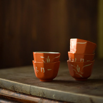 (Taicu Lianhuatang) Jingdezhen Ceramic Cup Coral Red Flower Yulan Eight Side Tea Cup