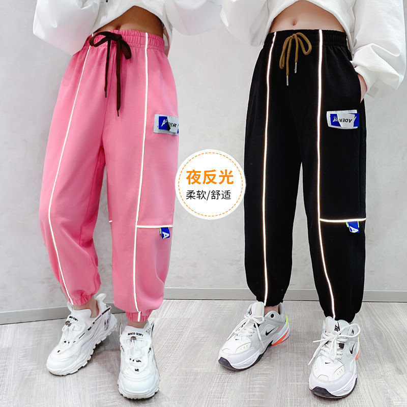 Girls ' sports pants autumn 2021 new outer wear foreign school children's health pants in large children loose casual pants tide