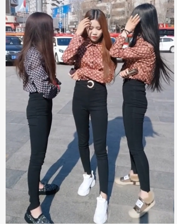 Quần không co giãn eo co giãn chân cá tính hoang dã Quần mỏng mỏng mặc quần legging đen cao Jumpsuit tay dài nữ