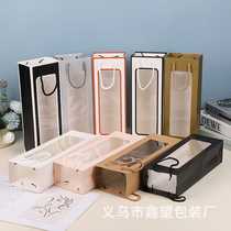 New window wine bag window-opening transparent hand-held gift bag rectangular flower bouquet packaging bag companion gift bag