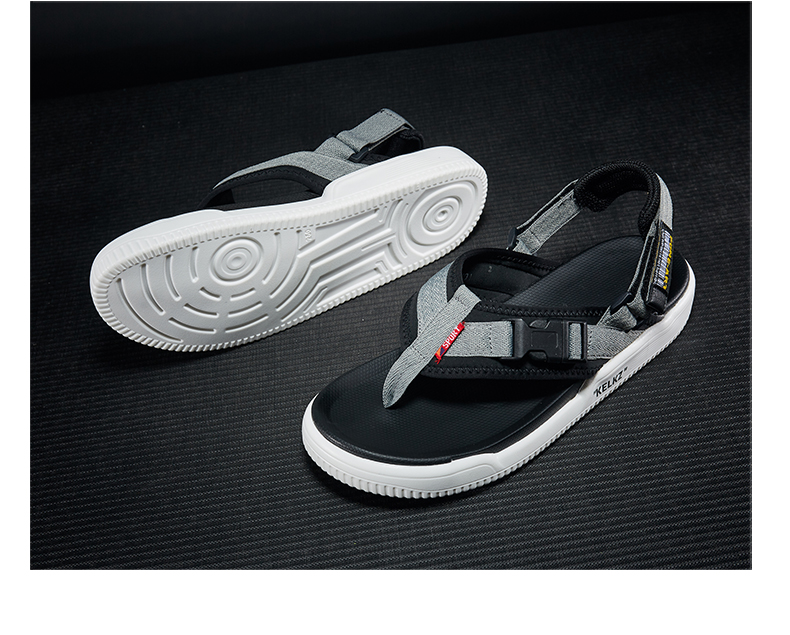 Giày nam Sha Lai Phiên bản Hàn Quốc của xu hướng dép xỏ ngón đế dày thoải mái đi dép toe Velcro Giày nam đế chống trượt - Sandal giày nam thể thao