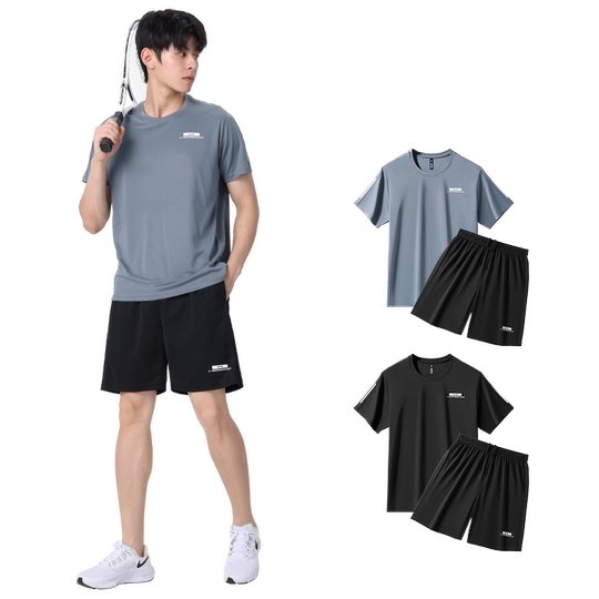 羽毛球服男冰丝夏季速干透气运动健身套装体育生田径篮球训练装备