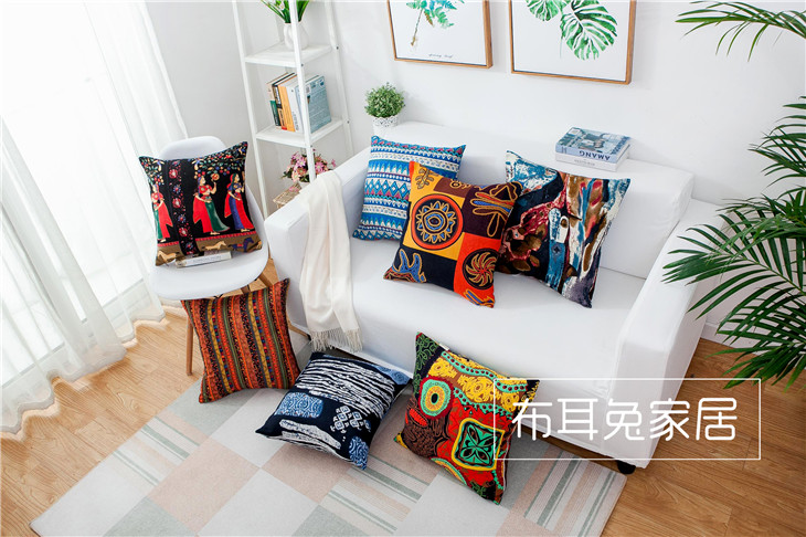 Bar Cafe Phong cách Đông Nam Á Phong cách quốc gia Dark Vintage Cotton Hug Gối Case Đệm Vỏ Gối - Trở lại đệm / Bolsters gối tựa đầu cao su non