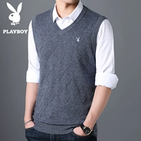 Áo len nam cổ lọ Playboy V-cổ phiên bản Hàn Quốc mùa thu đông thanh niên đan áo len áo len nam vest áo cardigan nam