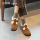 Цельная теплая обувь birkenstock из овчины и шерсти для побега домой; новинка зимы 2025 года; женские кожаные шерстяные туфли на толстой подошве, увеличивающие рост mini 0