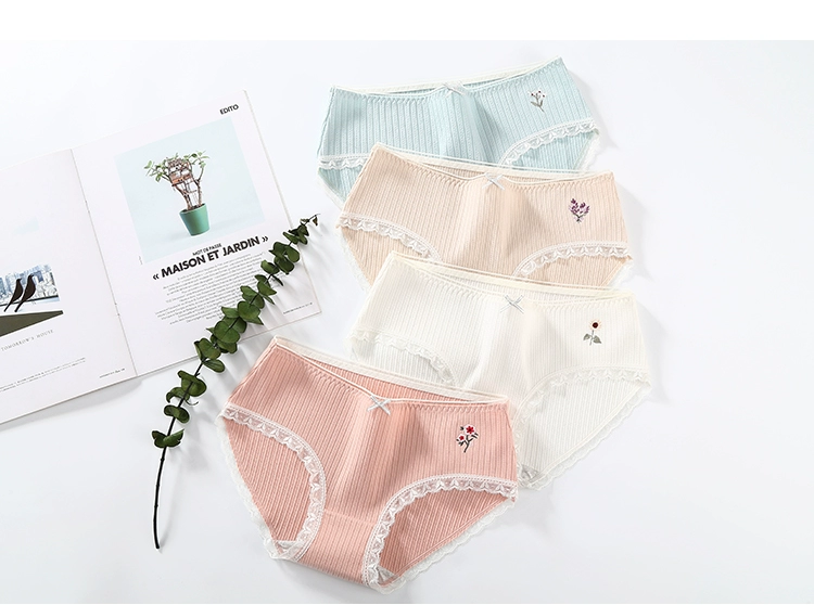 Fenteng có thể là đồ lót nữ thắt lưng cotton 100% cotton Quần ren cỡ lớn bên quần lót bé gái dễ thương - Nam giới