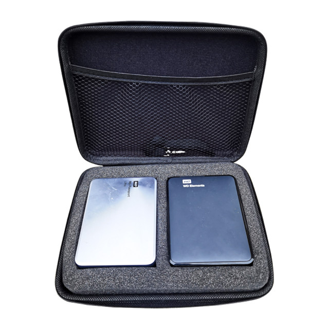 Stowable Two 2.5inch Mobile Hard Drive Hard Shell Sponge Bubble Wrap Bag Suitable for Seagate Western Digital Mobile Hard Drive Bag
