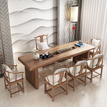 Solid Wood tea table tea table log 1 meter 8 new Chinese modern simple tea table Zen tea table and chair combination large board table