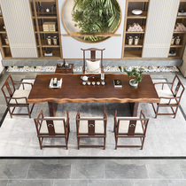 Solid wood Big Board tea table log tea table new Chinese style simple modern office meeting guest tea table and chair combination