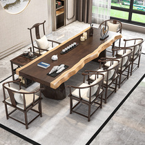 Solid Wood tea table and chair combination simple modern Zen new Chinese log board tea table tea table office tea table