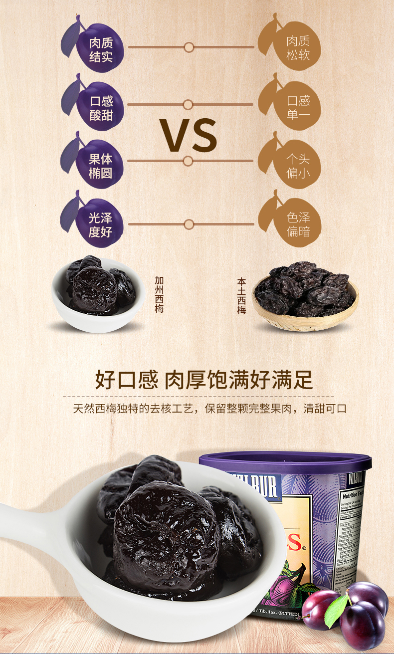 美国进口 麦德龙 Wilbur去核西梅干 500g*2桶 图4