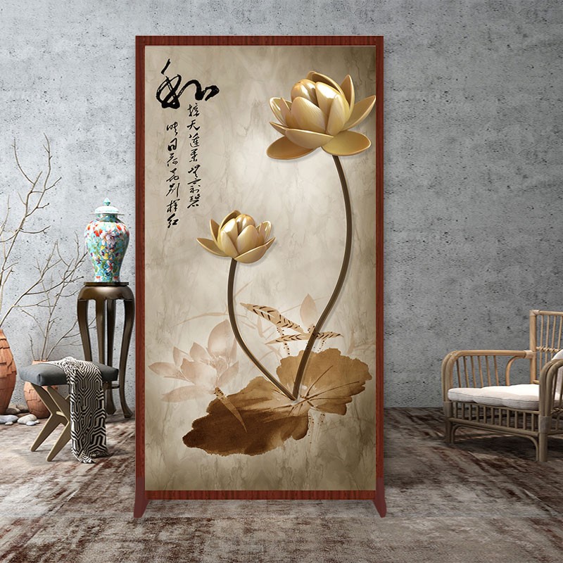 Chinese-style screen home company custom partition bedroom hall living room fabric porch entrance door mobile blocking seat screen
