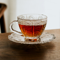 Zetten Home Nordic Ins Wind Retro Reliquette Glass Coffee Cup Saucer With Iron Cup Breakfast Water Cup Milk Cup Teacup Cup