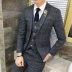 Quần áo thu đông phiên bản Hàn Quốc của bộ đồ kẻ sọc mỏng phù hợp với nam chú rể váy cưới kiểu tóc nhỏ phù hợp với ba mảnh ao khoac nam Suit phù hợp