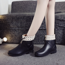 Fashion Rain Shoes Women Trend Short Drum Water Shoes All Season Outwear Workshoes Han Version Middle Cylinder Waterproof Non-slip Abrasion Resistant Rain Boots