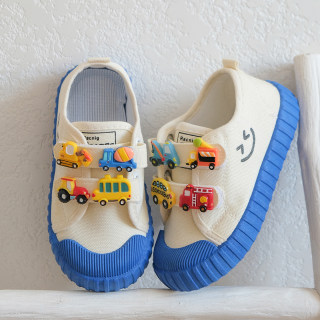 Boys' car canvas shoes kindergarten indoor shoes lightweight non-slip children's men's baby spring and autumn cloth shoes