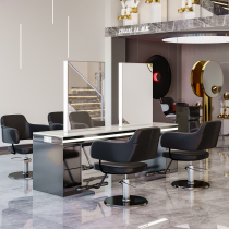 New Internet celebrity barber shop stainless steel mirror high-end hair salon dedicated double-sided marble hair cutting perming and dyeing table