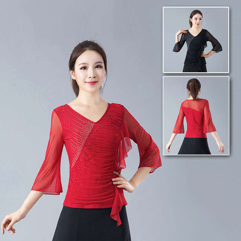 New ladies' national standard Musudan dance social dance Waltz Latin Dance Plaza Dance Performance Costume Competition Blouse
