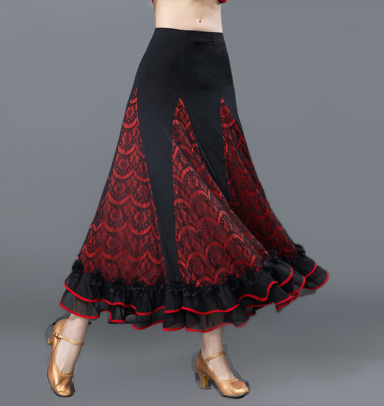舞裙交谊舞裙大摆裙半身裙华尔兹秋冬长裙长款
