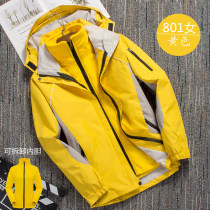 Submachine clothes woman with medium length soft shell three-in-one fabric waterproof wind clothes spring South Korea windproof outdoor womens clothing wave