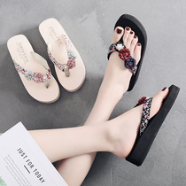 Sandals seaside holiday female summer 2019 new net infrared wear non-slip slipper slope heel slippers women